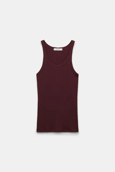 Dorothee Schumacher Ribbed Tank Top With Hotfix Embellishment In Red