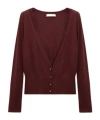 Dorothee Schumacher Ribbed V-neck Cardigan In Burgundy