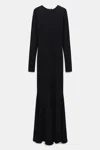 Dorothee Schumacher Round Neck Evening Dress With Train In Black
