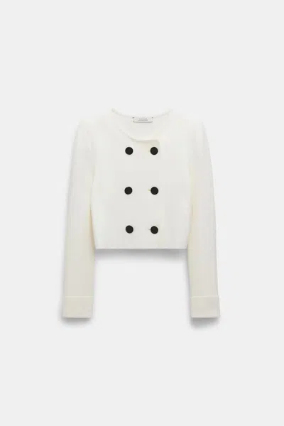 Dorothee Schumacher Round Neck Knit Jacket In White