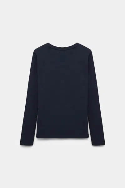 Dorothee Schumacher Round Neck Long Sleeve Top In Blue