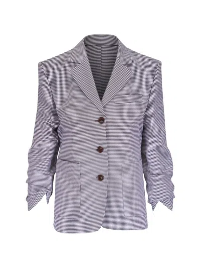 Dorothee Schumacher Ruched-sleeve Blazer In Blue