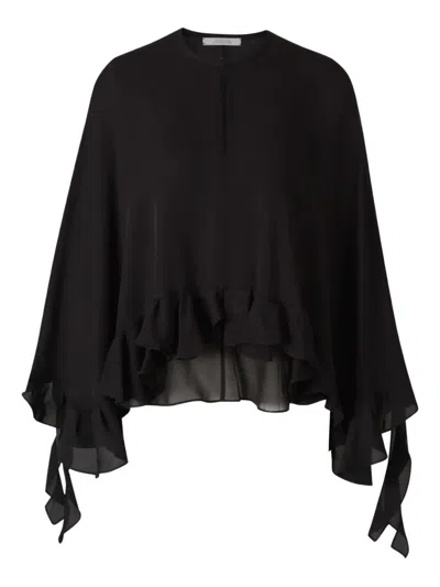 Dorothee Schumacher Ruffle-hem Sheer Blouse In Black