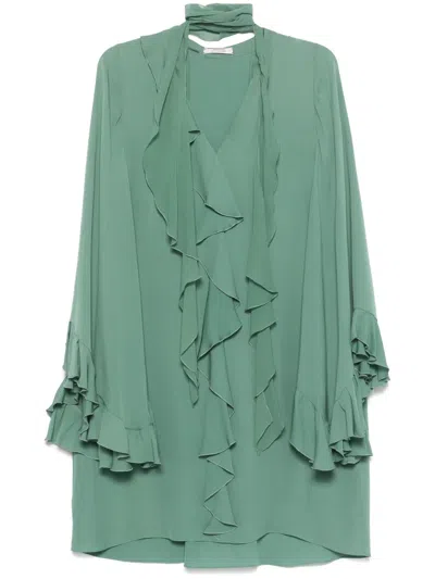 Dorothee Schumacher Ruffled-detailing Georgette Midi Dress In Green