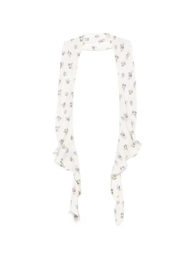 Dorothee Schumacher Ruffled Floral-print Scarf In White