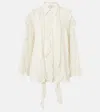 Dorothee Schumacher Striped Blouse With Scarf And Ruffles In White