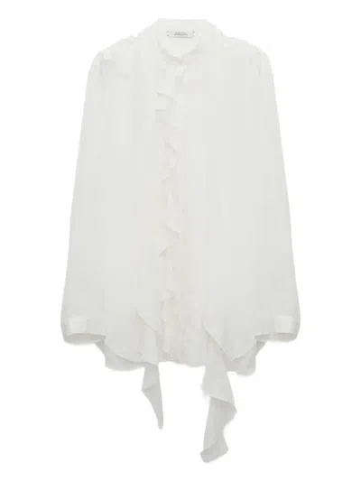 Dorothee Schumacher Ruffled Striped Blouse In White