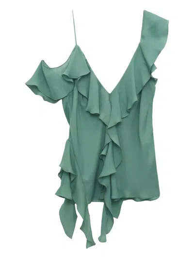 Dorothee Schumacher Ruffled Tank Top In Green