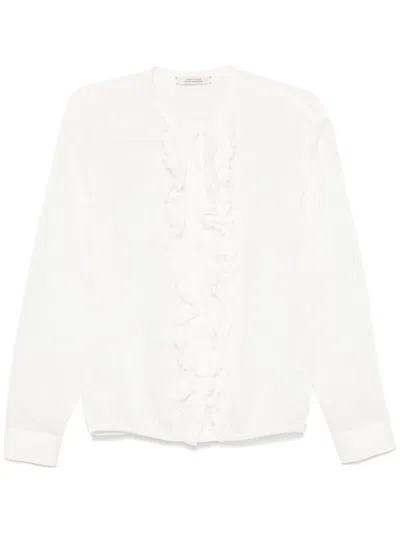 Dorothee Schumacher Ruffled-trim Shirt In 白色