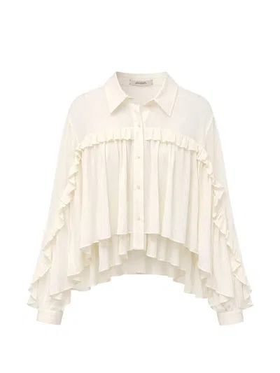 Dorothee Schumacher Ruffled-trim Long-sleeve Blouse In Neutral