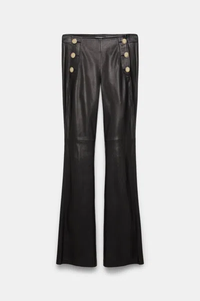 Dorothee Schumacher Sailor-style Lambskin Bootcut Pants In Black