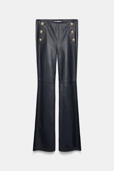 Dorothee Schumacher Sailor-style Lambskin Bootcut Pants In Blue