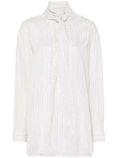 Dorothee Schumacher Scarf-detail Striped Blouse In White