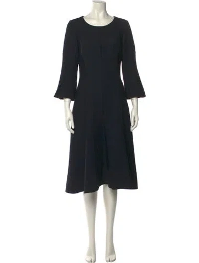 Pre-owned Dorothee Schumacher Scoop Neck Midi Length Dress In Black