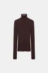 Dorothee Schumacher Seamless Fine Rib Merino Turtleneck In Brown