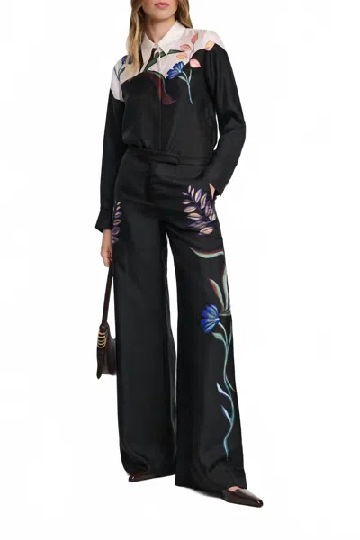 Dorothee Schumacher Seductive Bloom Pants In Autumn Garden In Black