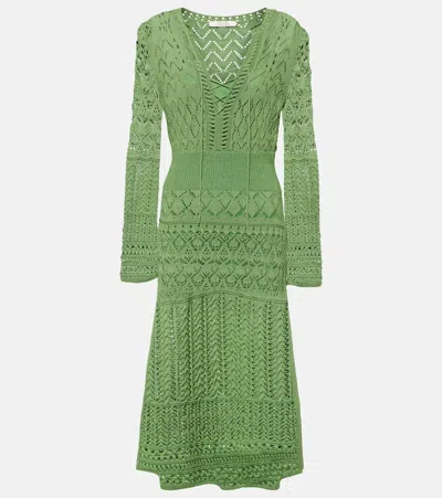 Dorothee Schumacher Seductive Lace Pointelle Midi Dress In  Soft Green