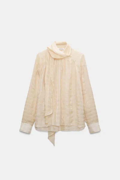 Dorothee Schumacher Semi-sheer Cotton-silk Check Blouse In Pink