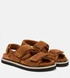 Dorothee Schumacher Suede Sandals With Velcro Straps In Brown