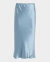 Dorothee Schumacher Sense Of Shine Bias-cut Silk Satin Midi Skirt In Blue