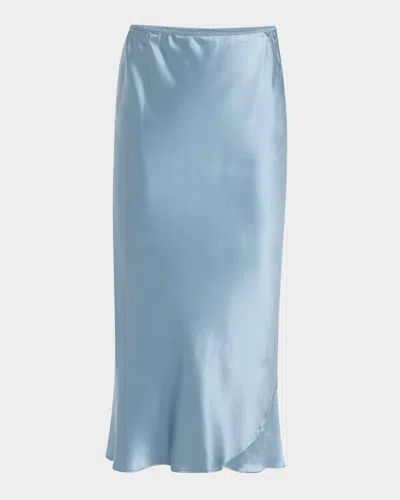 Dorothee Schumacher Sense Of Shine Bias-cut Silk Satin Midi Skirt In Blue