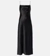 Dorothee Schumacher Sense Of Shine Draped Silk-blend Slip Dress In Black