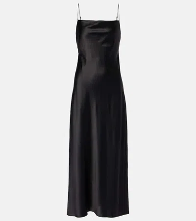 Dorothee Schumacher Sense Of Shine Draped Silk-blend Slip Dress In Black