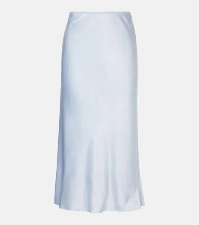 Dorothee Schumacher Sense Of Shine Satin Midi Skirt In Blue