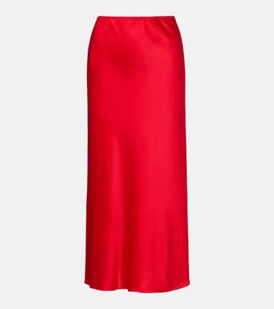 Dorothee Schumacher Sense Of Shine Satin Midi Skirt In Red