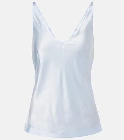Dorothee Schumacher Sense Of Shine Silk-blend Top In Blue