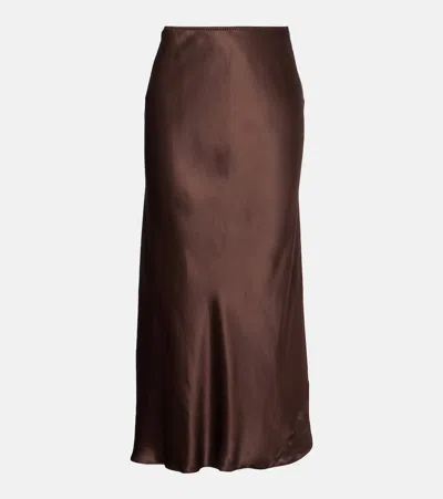 Dorothee Schumacher Sense Of Shine Silk Satin Slip Skirt In Brown