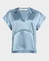 Dorothee Schumacher Sense Of Shine Silk Satin Top In Blue