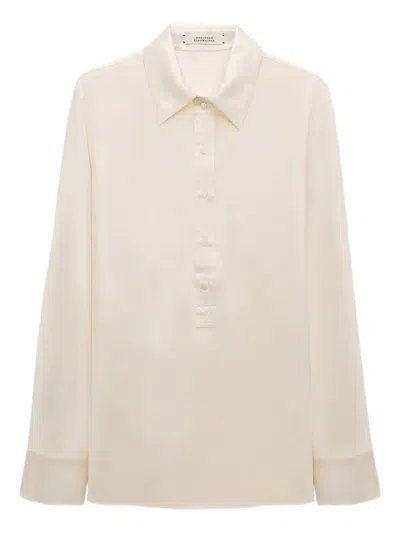 Dorothee Schumacher Popover Blouse In Silk Satin In White
