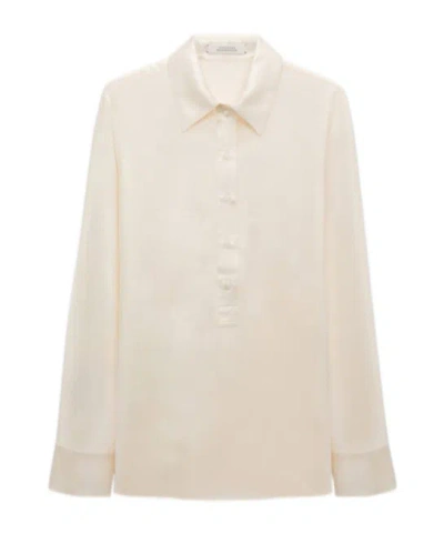 Dorothee Schumacher Sense Of Shine Silk Shirt In Neutral