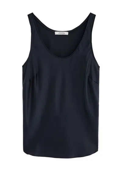 Dorothee Schumacher Sense Of Shine Silk Tank In Navy