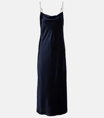 Dorothee Schumacher Sense Of Shine Silk-blend Satin Slip Dress In Blue