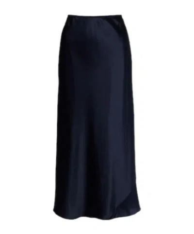 Dorothee Schumacher Sense Of Shine Silk-blend Satin Slip Skirt In Blue