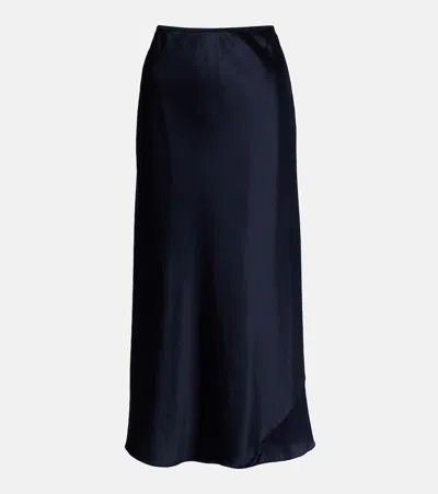 Dorothee Schumacher Sense Of Shine Silk-blend Satin Slip Skirt In Blue