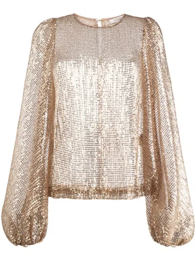 Dorothee Schumacher Sequin-embellished Long-sleeve Blouse In Gold