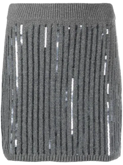 Dorothee Schumacher Sequin-embellishment Knitted Skirt In Grey