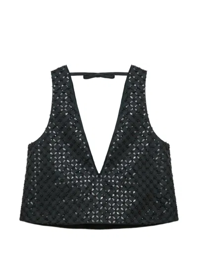 Dorothee Schumacher Sequin Embellished Crop Top In Duchesse In Brown