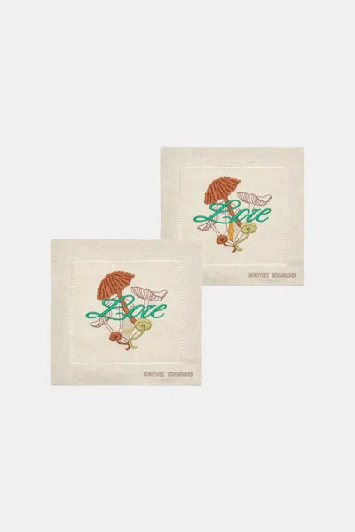 Dorothee Schumacher Set Of Two Hand-embroidered Napkins In Multi