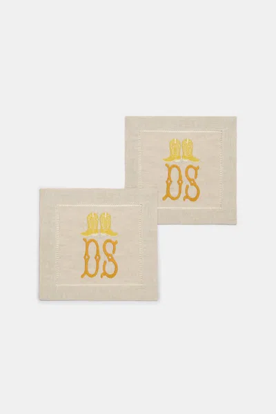Dorothee Schumacher Set Of Two Hand-embroidered Napkins In Neutral