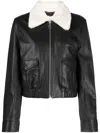 Dorothee Schumacher Shearling-collar Leather Jacket In Black