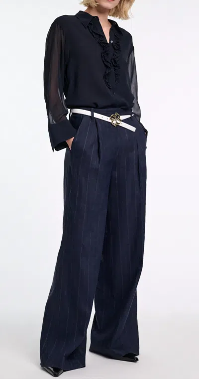 Dorothee Schumacher Sheer Dreams Blouse In Navy In Black