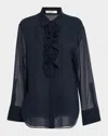 Dorothee Schumacher Sheer Dreams Ruffle-trim Silk Georgette Blouse In Blue