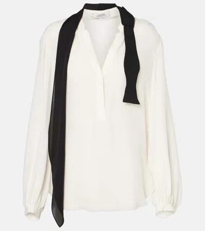 Dorothee Schumacher Silk Double Georgette Blouse With Removable Bow Tie Scarf In White