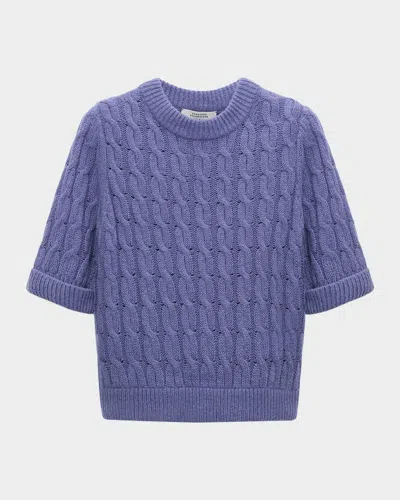 Dorothee Schumacher Sheer Softness Cable-knit Crewneck Pullover In Blue
