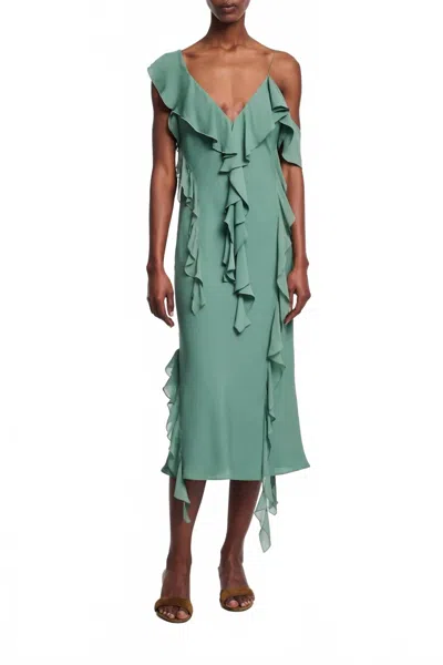 Dorothee Schumacher Sheer Twist Ii Dress In Jade In Green