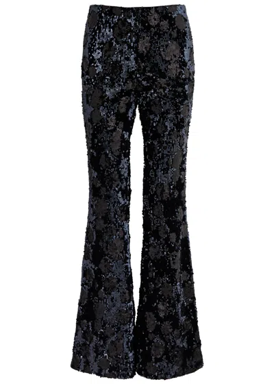 Dorothee Schumacher Shimmering Attraction Sequin-embellished Trousers In Navy